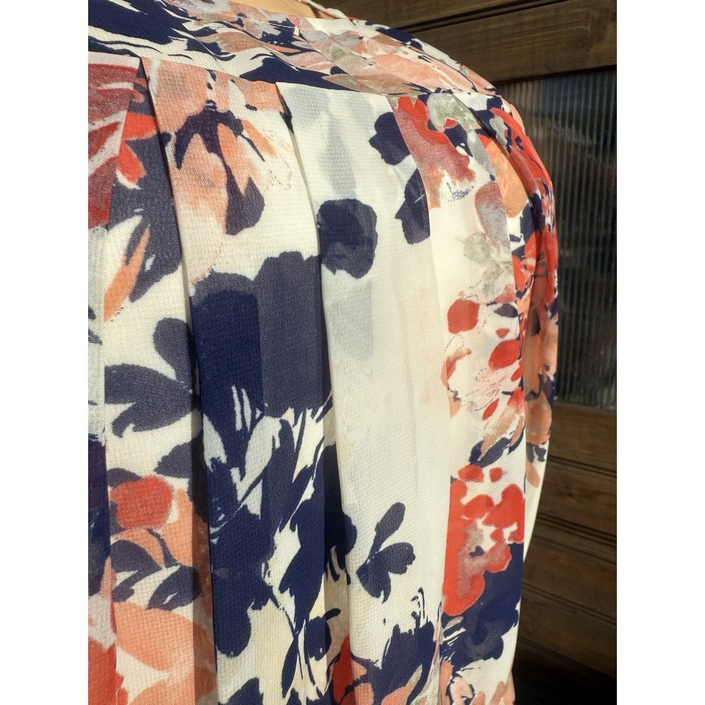 Enfocus Studio Dress Women's 8 Maxi White And Blue Floral Print Sleeveless - Picture 4 of 7